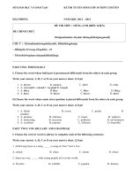Đáp án đê thi môn tiếng anh vào lớp 10 chuyên Hải Phòng năm 2012