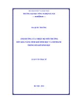 Ảnh hưởng của nhiệt độ môi trường đến khả năng sinh khí sinh học và methane trong bể khí sinh học 