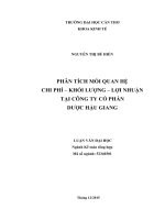 Phân tích mối quan hệ giữa chi phí – khối lượng – lợi nhuận tại công ty cổ phần dược hậu giang