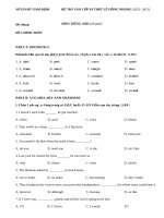 Đề thi môn tiếng anh vào lớp 10 chuyên Lê Hồng Phong tỉnh Nam Định năm 2012