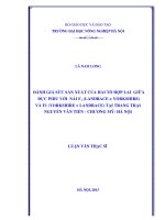 Đánh giá sức sản xuất của tổ hợp lai giữa đực pidu với nái f1 (landrace x yorkshire) và f1 (yorkshire x landrace) tại trang trại nguyễn văn tiến chương mỹ   hà nội 