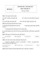 Đề KT 1 tiết HK1 sinh học 10   đề số 24 