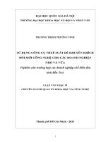 Sử dụng công cụ thuế suất để khuyến khích đổi mới công nghệ cho các doanh nghiệp nhỏ và vừa” (Nghiên cứu trường hợp các doanh nghiệp chế biến dừa tỉnh Bến Tre)