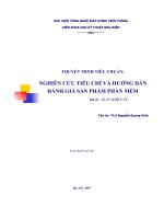 THUYẾT MINH TIÊU CHUẨN: NGHIÊN CỨU TIÊU CHÍ VÀ HƯỚNG DẪN ĐÁNH GIÁ SẢN PHẨM PHẦN MỀM