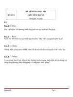 Đề KT HK1 sinh học 10   đề số 32 