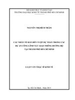 Các nhân tố dẫn đến vượt dự toán trong các dự án công lĩnh vực giao thông đường bộ tại thành phố Hồ Chí Minh