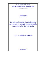 Ảnh hưởng của trồng và chế biến luồng tới việc làm và thu nhập của hộ nông dân huyện quan hoá, tỉnh thanh hoá 