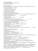 Đáp án đê thi môn tiếng anh vào lớp 10 tỉnh Nam Định năm 2012