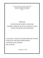 NGHIÊN CỨU ĐỀ XUẤT CƠ CHẾ QUẢN LÝ MẠNG NGOẠI VI TRÊN ĐỊA BÀN TỈNH, THÀNH PHỐ”