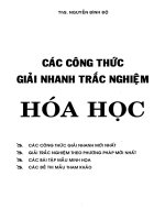 CÁC CÔNG THỨC GIẢI NHANH TRẮC NGHIỆM HÓA HỌC