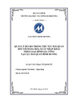 Quản lý rủi ro trong thủ tục hải quan đối với hàng hóa xuất nhập khẩu theo loại hình gia công tại cục hải quan bình dương 