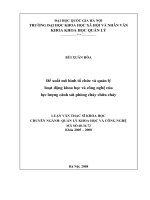 Đề xuất mô hình tổ chức và quản lý hoạt động khoa học và công nghệ của lực lượng cảnh sát phòng cháy chữa cháy