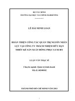 Hoàn thiện công tác quản trị nguồn nhân lực tại công ty trách nhiệm hữu hạn thiết kế sản xuất đồng phục luxury  luận văn thạc sĩ 