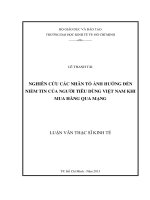 Nghiên cứu các nhân tố ảnh hưởng đến niềm tin của người tiêu dùng việt nam khi mua qua mạng 