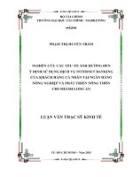 Nghiên cứu các yếu tố ảnh hưởng đến ý định sử dụng dịch vụ ngân hàng trực tuyến của khách hàng cá nhân tại ngân hàng nông nghiệp và phát triển nông thôn chi nhánh long an 