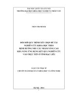 Đổi mới quy trình xét chọn đề tài nghiên cứu khoa học theo định hướng nhu cầu nhằm nâng cao khả năng ứng dụng kết quả nghiên cứu vào thực hiện ở tỉnh bạc liêu