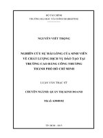 Nghiên cứu sự hài lòng của sinh viên về chất lượng dịch vụ đào tạo tại trường cao đẳng công thương thành phố hồ chí minh 