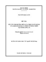 Yếu tố ảnh hưởng đến lựa chon ngân hàng của khách hàng cá nhân ở nông thôn tại tỉnh long an  luận văn thạc sĩ 