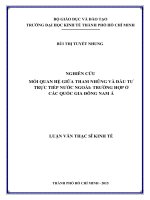 Nghiên cứu mối quan hệ giữa tham nhũng và đầu tư trực tiếp nước ngoài trường hợp ở các quốc gia đông nam á 