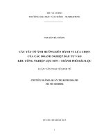 Các yếu tố ảnh hưởng đến hành vi lựa chọn của các doanh nghiệp đầu tư vào khu công nghiệp lộc sơn   thành phố bảo lộc 