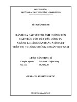 Đánh giá các yếu tố ảnh hưởng đến cấu trúc vốn của các công ty ngành khoáng sản đang niêm yết trên thị trường chứng khoán việt nam 