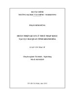 Hoàn thiện quản lý thuế nhập khẩu tại cục hải quan tỉnh khánh hòa luận văn thạc sĩ 