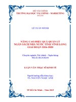 Nâng cao hiệu quả quản lý ngân sách nhà nước tỉnh vĩnh long giai đoạn 2016 2020 