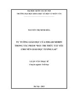 Tư tưởng giáo dục của edgar morin trong tác phẩm  bảy tri thức tất yếu cho nền giáo dục tương lai 
