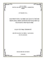 Giải pháp nâng cao hiệu quả quản lý rủi ro trong hoạt động kinh doanh ngoại hối tại ngân hàng TMCP quân đội 