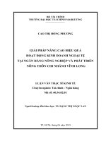 Giải pháp nâng cao hiệu quả hoạt động kinh doanh ngoại tệ tại ngân hàng nông nghiệp và phát triển nông thôn chi nhánh vĩnh long 