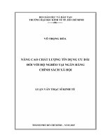 Nâng cao chất lượng tín dụng ưu đãi đối với hộ nghèo tại ngân hàng chính sách xã hội 