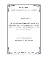Các yếu tố ảnh hưởng đến mức độ hài lòng của khách hàng về chất lượng dịch vụ của NH TMCP phát triển nhà đồng bằng sông cửu long chi nhánh sa đéc 