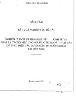 Nghiên cứu cơ sở khoa học về kinh tế và pháp lý trong việc cho người nước ngoài thuê đất để thực hiện các dự án đầu tư nước ngoài tại việt nam
