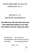 Đặc điểm sinh thể con người việt nam tình trạng dinh dưỡng và các biện pháp nâng cao chất lượng sức khỏe