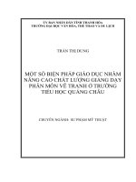 MỘT SỐ BIỆN PHÁP GIÁO DỤC NHẰM NÂNG CAO CHẤT LƯỢNG GIẢNG DẠY PHÂN MÔN VẼ TRANH Ở TRƯỜNG TIỂU HỌC QUẢNG CHÂU