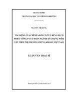 Tác động của chính sách cổ tức đến giá cổ phiếu công ty cổ phần ngành xây dựng niêm yết trên thị trường chứng khoán việt nam 