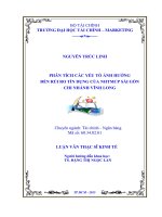 Phân tích các yếu tố ảnh hưởng đến rủi ro tín dụng của NHTMCP sài gòn chi nhánh vĩnh long 