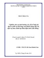 Nghiên cứu sự ảnh hưởng các yếu tố tiện lợi dịch vụ đến sự hài lòng của khách hàng đối với dịch vụ bưu chính tại bưu điện tỉnh lâm đồng 