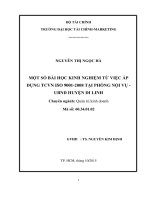 Một số bài học kinh nghiệm từ việc áp dụng TCVN ISO 9001 2008 tại phòng nội vụ   UBND huyện di linh  luận văn thạc sĩ 