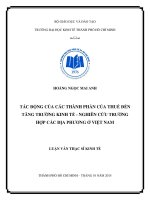 Tác động của các thành phần của thuế đến tăng trưởng kinh tế   nghiên cứu trường hợp các địa phương ở việt nam 