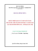 Hoàn thiện quản lý chi ngân sách nhà nước cho ngành giáo dục và đào tạo tại thành phố đông hà  tỉnh quảng trị 