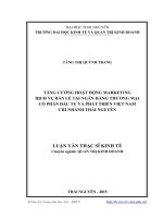 Tăng cường hoạt động marketing dịch vụ bán lẻ tại Ngân hàng thương mại Cổ phần Đầu tư và Phát triển Việt Nam chi nhánh Thái Nguyên