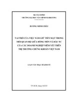 Vai trò của việc nắm giữ tiền mặt trong mối quan hệ giữa dòng tiền và đầu tư của các doanh nghiệp niêm yết trên thị trường chứng khoán việt nam 