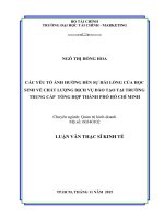 Các yếu tố ảnh hưởng đến sự hài lòng của học sinh về chất lượng dịch vụ đào tạo tại trường trung cấp tổng hợp TPHCM 