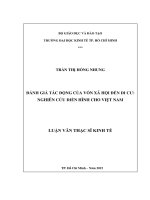Đánh giá tác động của vốn xã hội đến di cư nghiên cứu điển hình cho việt nam 