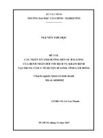 Các nhân tố ảnh hưởng đến sự hài lòng của bệnh nhân đối với dịch vụ khám bệnh tại trung tâm y tế huyện di linh, tỉnh lâm đồng 