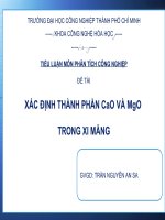 xác định thành phần cao và mgo trong xi măng