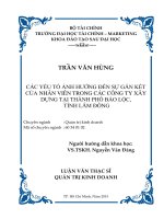 Nghiên cứu các yếu tố ảnh hưởng đến động lực làm việc của nhân viên tại ngân hàng TMCP ngoại thương việt nam chi nhánh kiên giang 