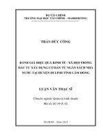 Đánh giá hiệu quả kinh tế   xã hội trong đầu tư xây dựng cơ bản từ ngân sách nhà nước tại huyện di linh tỉnh lâm đồng 