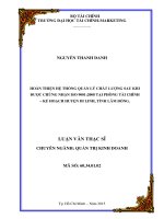Hoàn thiện hệ thống quản lý chất lượng sau khi được chứng nhận ISO 9001 2008 tại phòng tài chính  kế hoạch huyện di linh, tỉnh lâm đồng 